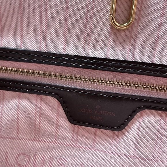 Louis Vuitton Neverfull MM Damier Ebene Canvas Tote Bag - Rose Ballerine - Picture 4 of 8